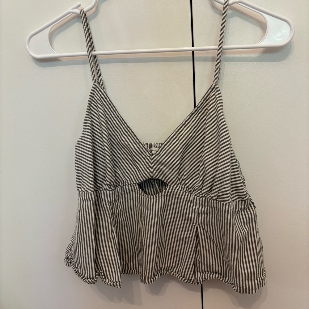 American Eagle Outfitters Black and White Pinstripe Camisole